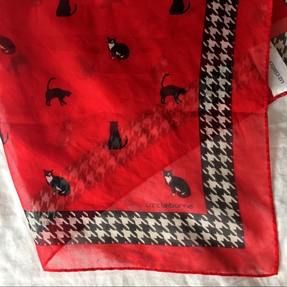 Vintage Cat Print Scarf by Liz Claiborne - Picture 2 of 3